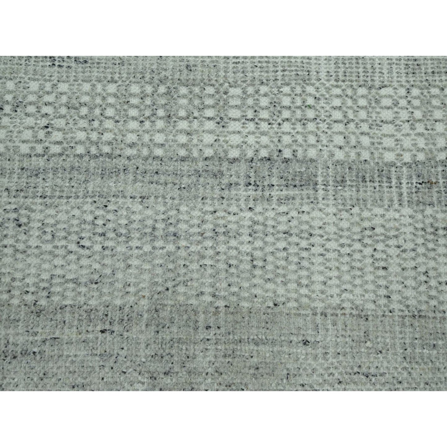 10'2"X10'2" Gray Hand Knotted Rug Distressed & Oxidized Grass Design Wool