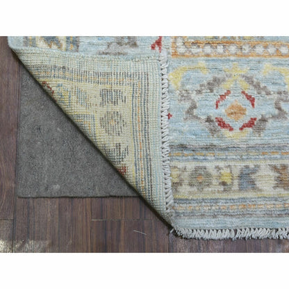 6'2"X9'5" Blue Afghan Angora Oushak Hand Knotted Pure Wool Oriental Rug