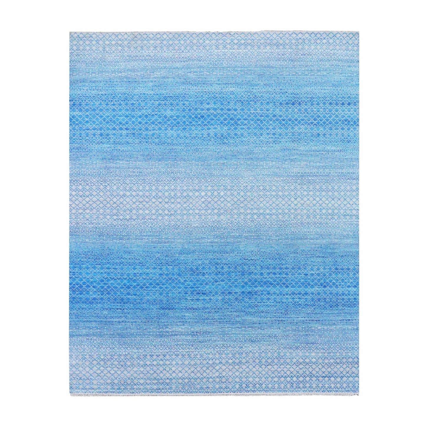 8'X9'10" Blue Chiaroscuro Collection Hand Knotted Pure Wool Oriental Rug