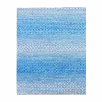 8'X9'10" Blue Chiaroscuro Collection Hand Knotted Pure Wool Oriental Rug