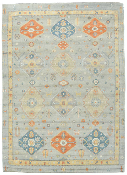 Handmade Oushak Pakistan Rug Muted Colors Floral