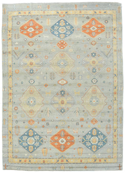 Handmade Oushak Pakistan Rug Muted Colors Floral
