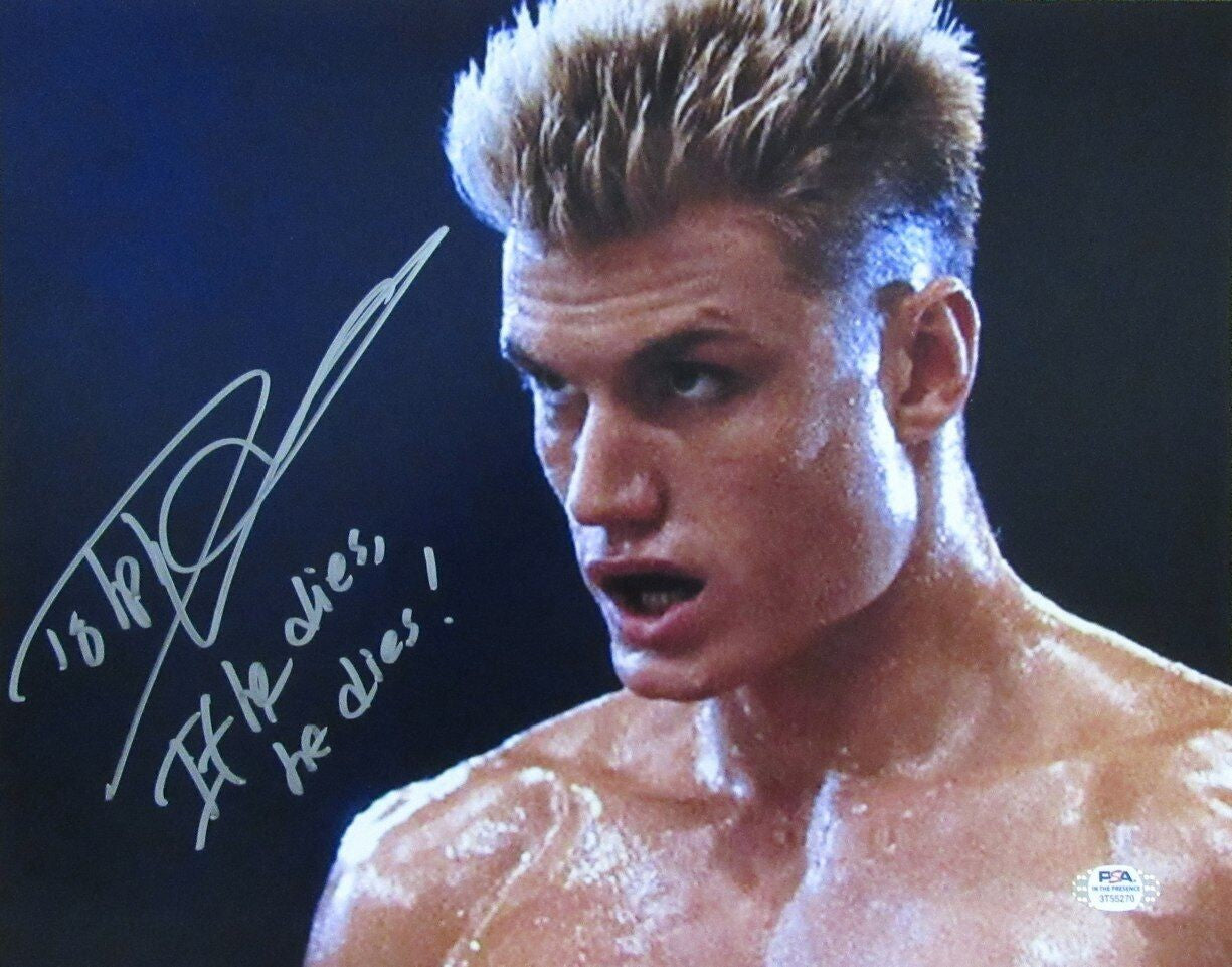 Dolph Lundgren Signed If He Dies ... He Dies  11X14 Photo "Rocky" Psa/Dna 180020