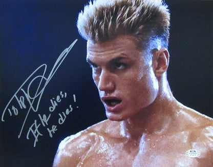 Dolph Lundgren Signed If He Dies ... He Dies  11X14 Photo "Rocky" Psa/Dna 180020