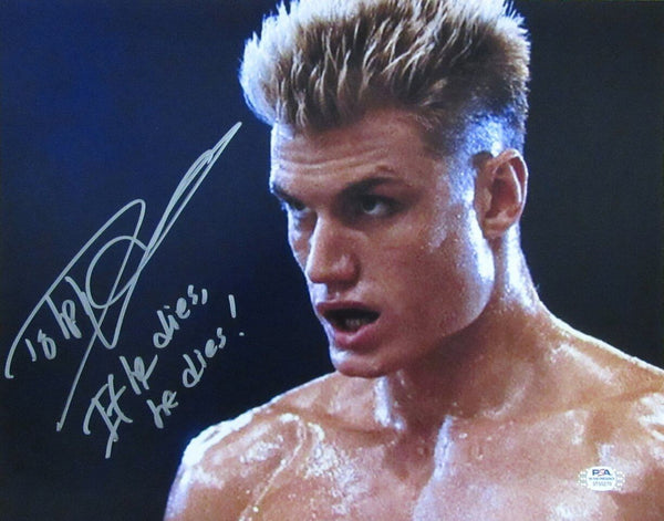 Dolph Lundgren Signed If He Dies ... He Dies  11X14 Photo "Rocky" Psa/Dna 180020