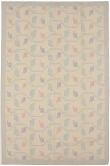 Floral design rug modern reversible oriental flat weave carpet dhurrie.