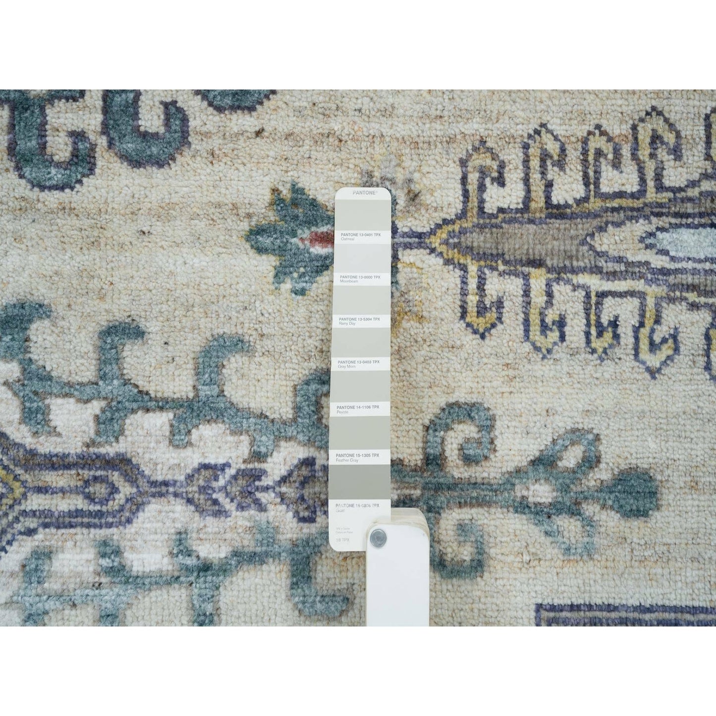 9'9"X9'9" Ivory Hand Knotted Reimagined Viss Design Round Oriental Rug