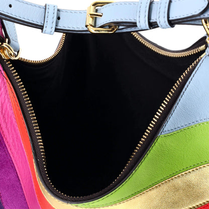 Fendi Fendigraphy Bag Striped Leather And Suede Small