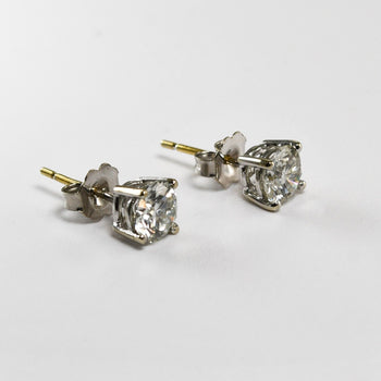 14K White Gold Diamond Stud Earrings 1.60Ct