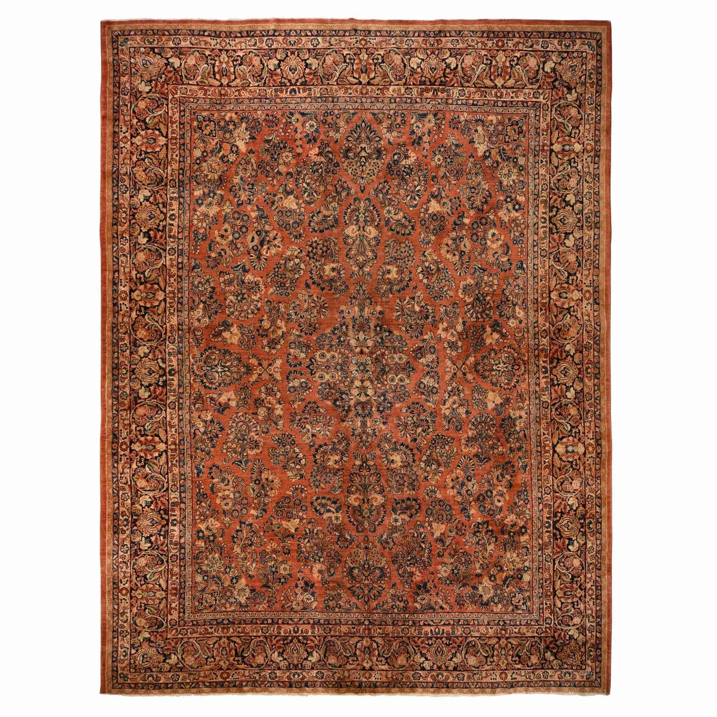 11'10"X15'6" Orange Antique Saroogh 100% Wool Hand Knotted Oriental Rug