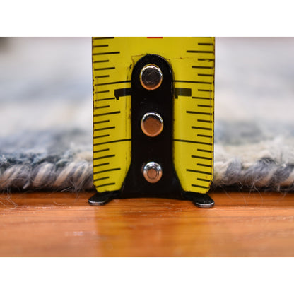 2'7"X8'2" Silk And Wool Zigzag With Graph Design Hand Knotted Runner Rug