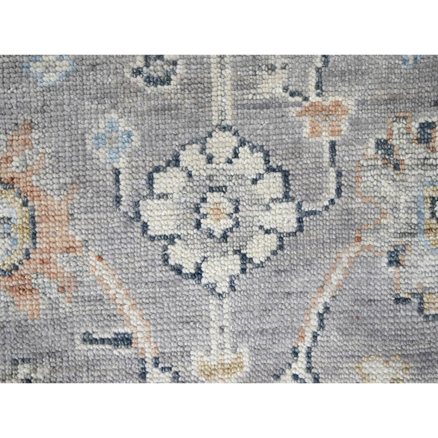 2'5"X8'5" Spanish Gray Oushak Design Soft Wool Hand Knotted Runner Rug