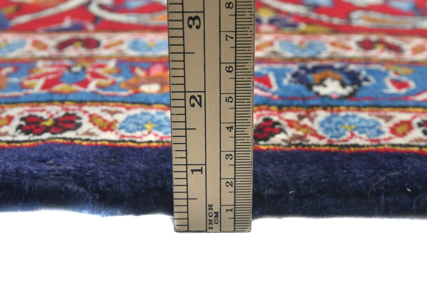 Hand knotted oriental rug navy purple floral traditional vintage carpet