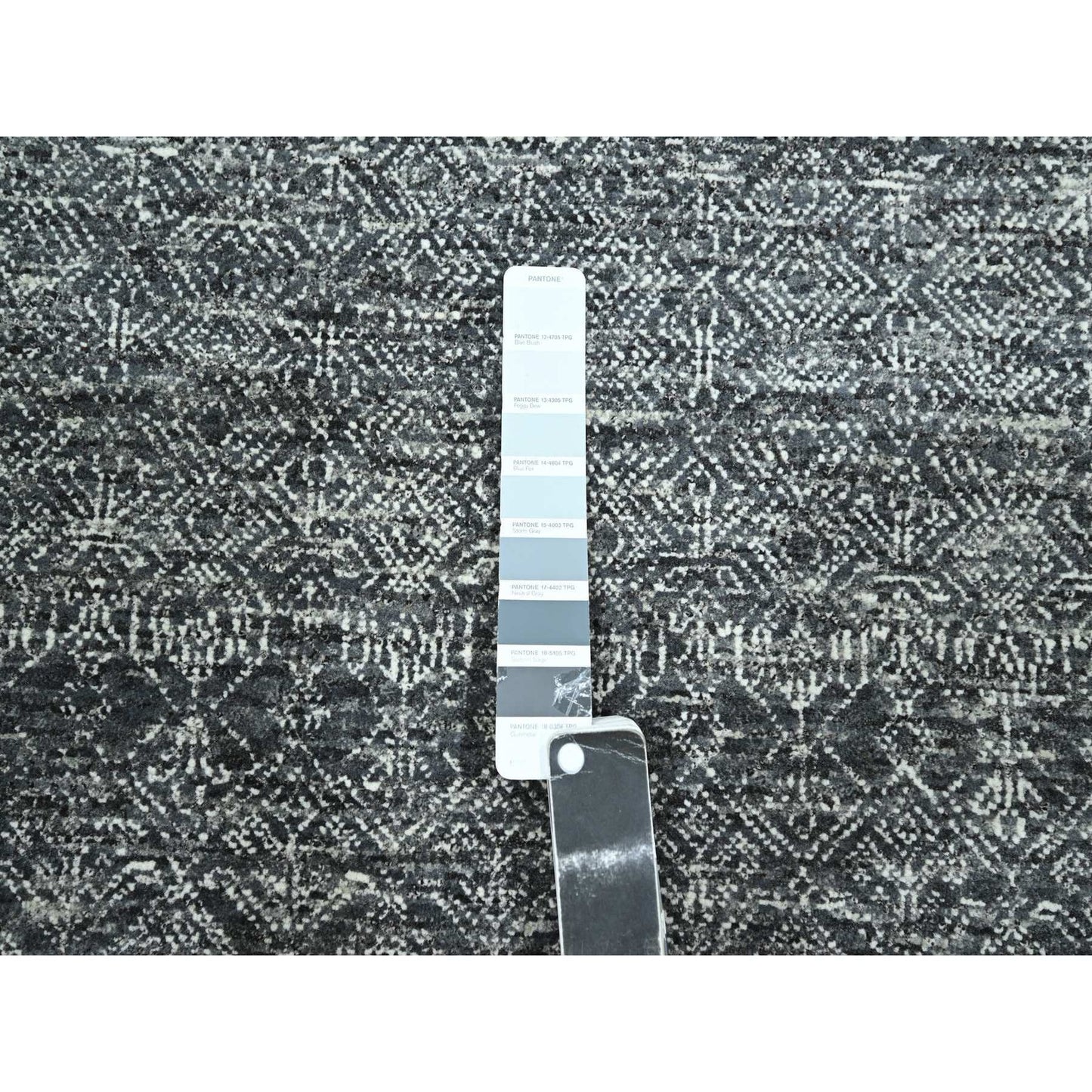 Rug 9'2"x12'1" Gray Geometric Garden Pattern Agra Hand Knotted Pure Wool