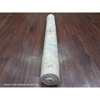 4'X6'2" Crepe Pink Anatolian Village Inspired Pure Wool Hand Knotted Rug