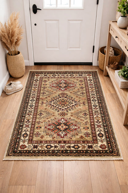 Tribal Geometric Kazak Oriental Rug Small Farmhouse Bedroom Carpet 3X4 ft