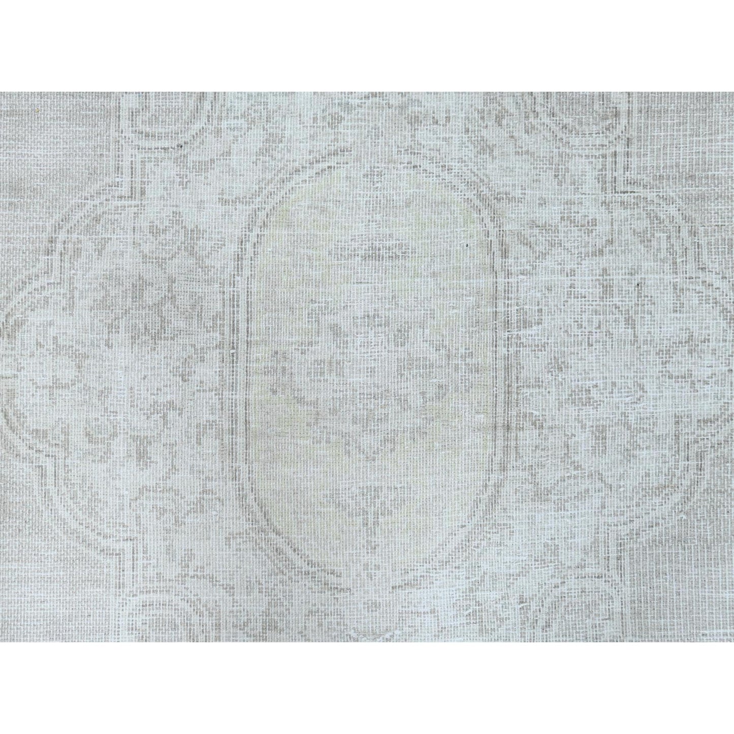 9'6"X12'5" Hand Knotted Ivory Vintage Farsian Karman Worn Wool Rug