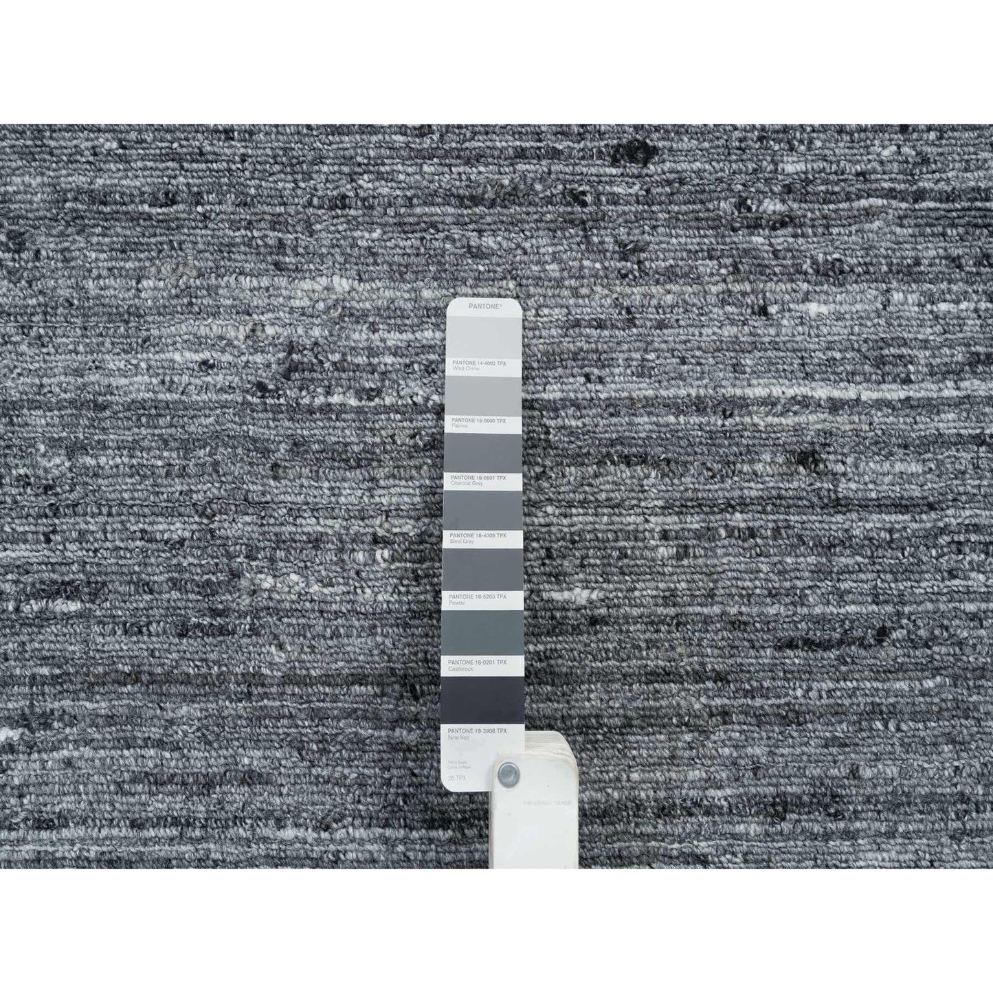 10'1"X10'1" Gray Soft Wool Hand Loomed Modern Striae Design Square Rug