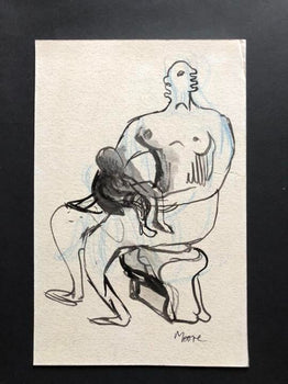 Henry Moore Original Painting Ink And Watercolour On Wove Paper Signed Framed
