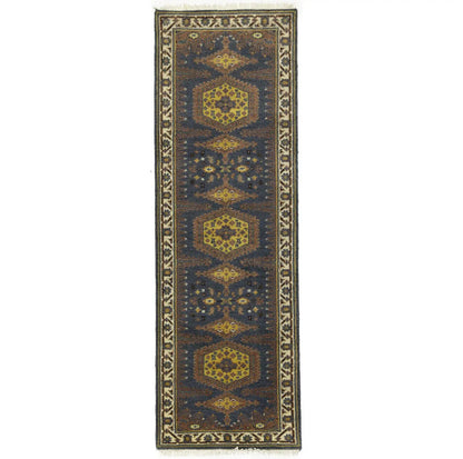 Indo-Viss Oriental Runner Rug Tribal Geometric