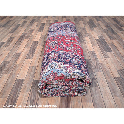 9'6"X13'5" Portia Red Hand Knotted Wool Tribal Floor Vintage Kishoon Rug