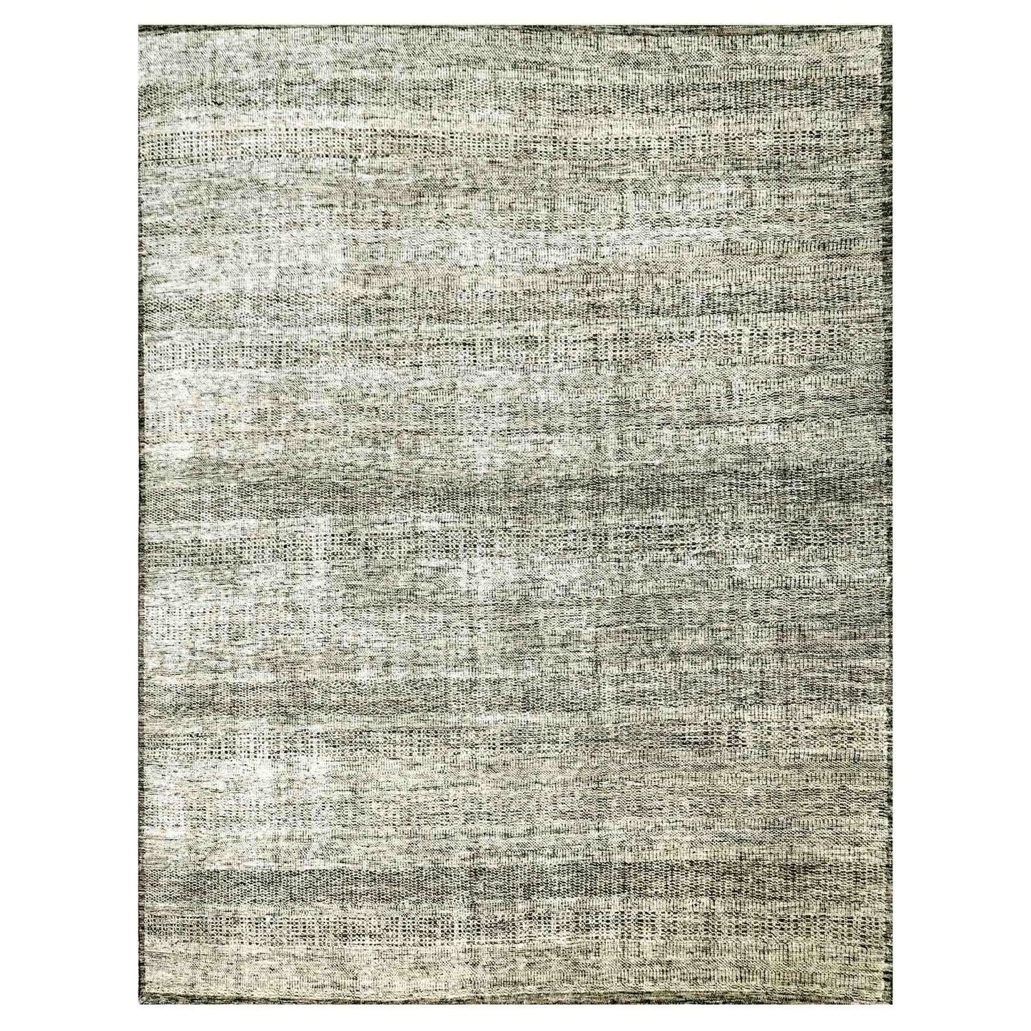 Rug 12'2"x15' Gray & Black Hand Knotted Oxidized Grass Design Oversized