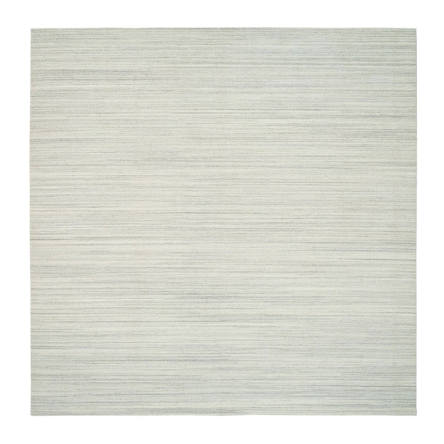 12'1"X12'1" Ivory Undyed Wool Modern Design Hand Loomed Square Rug