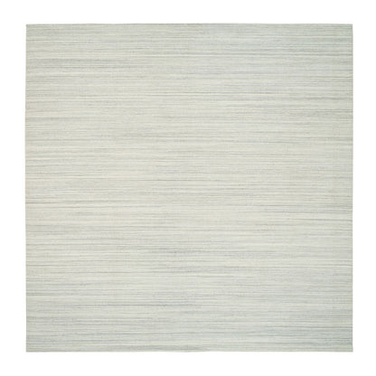 12'1"X12'1" Ivory Undyed Wool Modern Design Hand Loomed Square Rug
