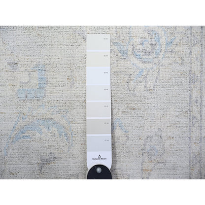 2'6"X12'2" Gray Goose Washed Out Peshawar Wool Hand Knotted Runner Rug