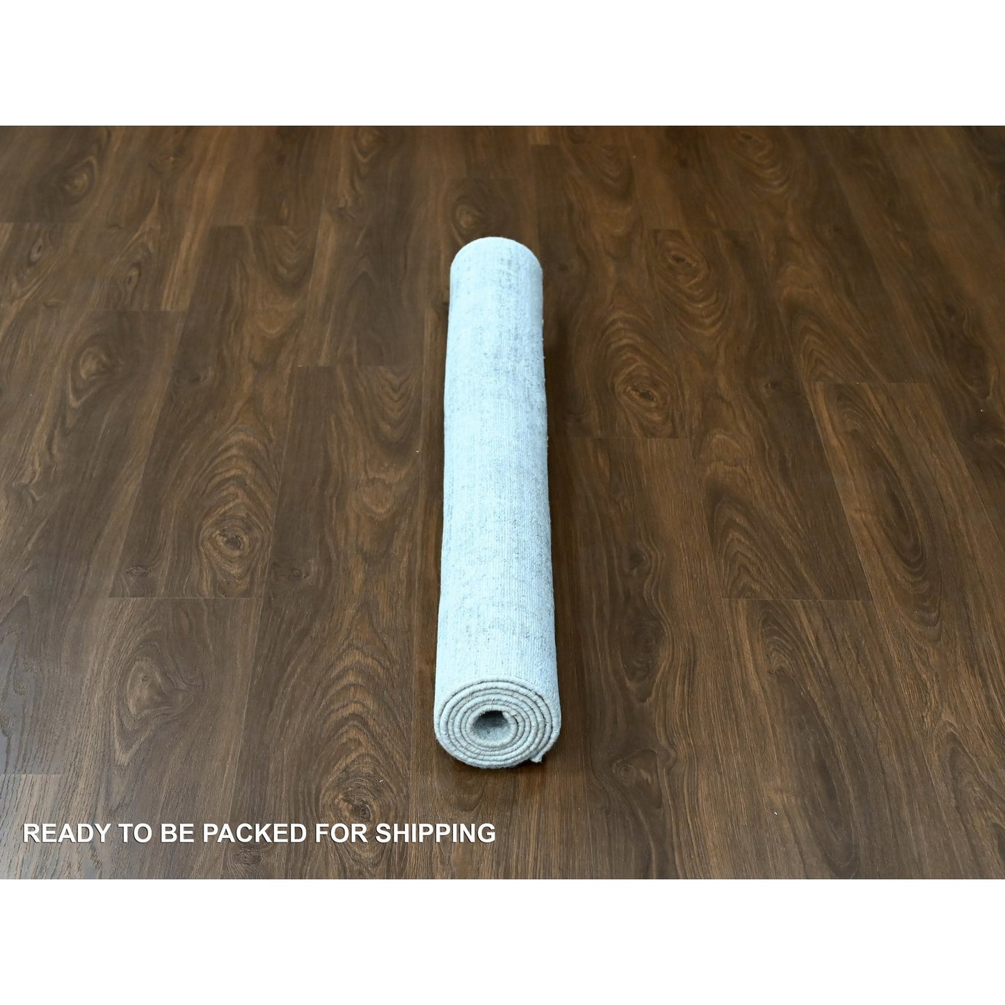 4'X6' White With Gray Modern Design Hand Loomed Wool And Bamboo Silk Rug