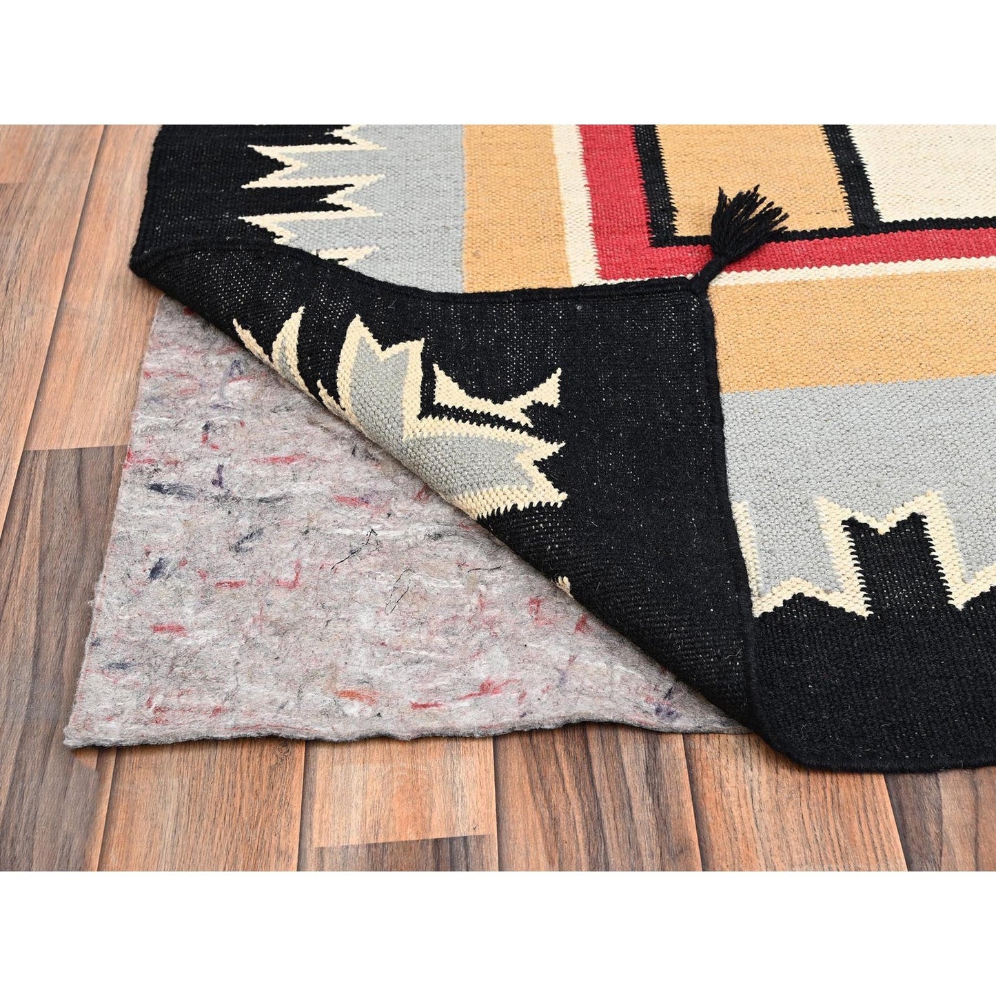 10'2"X13'9" Brown American Geometric Design Rug Flat Weave Hand Woven Wool