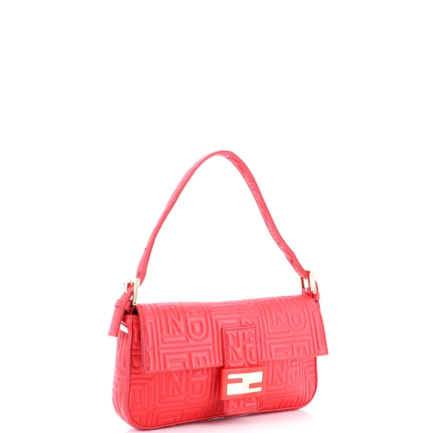 Fendi Baguette Bag Logo Embossed Leather Small