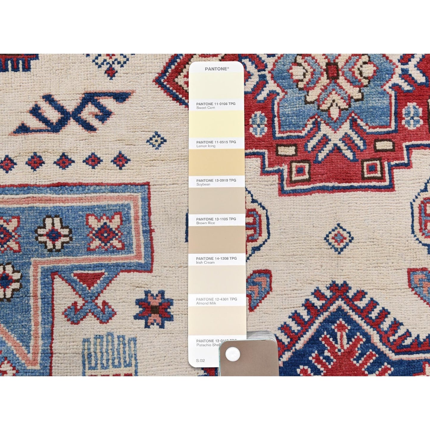 9'1"X11'7" Hand Knotted Ivory Afghan Special Kazak Natural Wool Rug