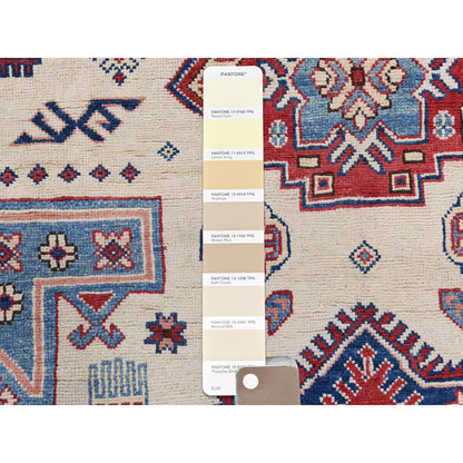 9'1"X11'7" Hand Knotted Ivory Afghan Special Kazak Natural Wool Rug