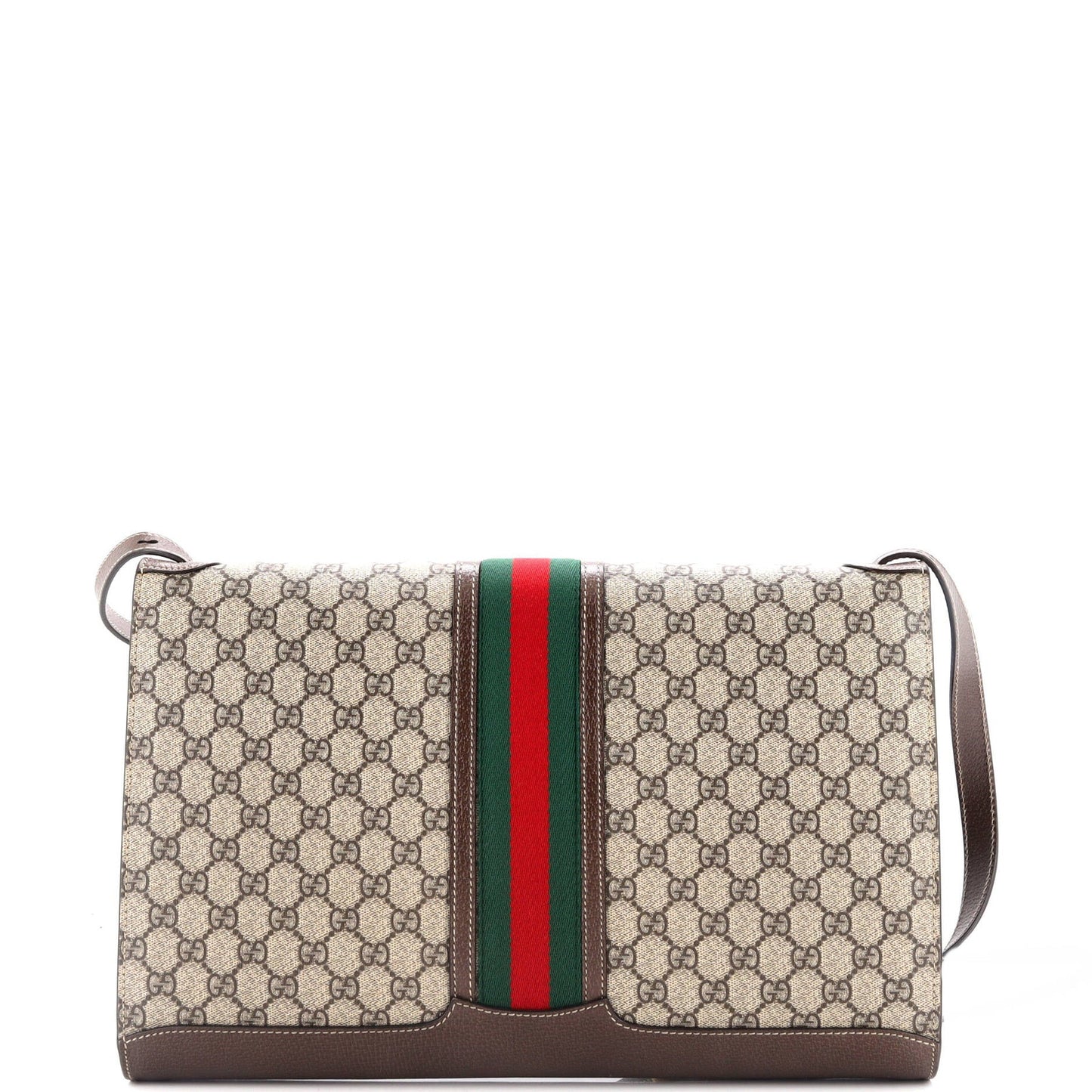 Gucci Padlock Web Messenger Bag Gg Coated Canvas Large