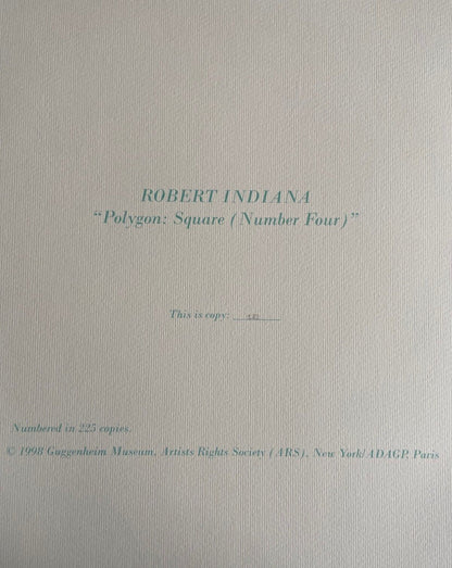 Robert Indiana Lithograph Guggenheim Museum Coa