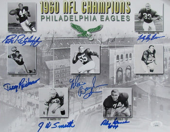 Philadelphia Eagles Multi-Autographed 1960 Nfl Champions 11X14 Photo Jsa 178300