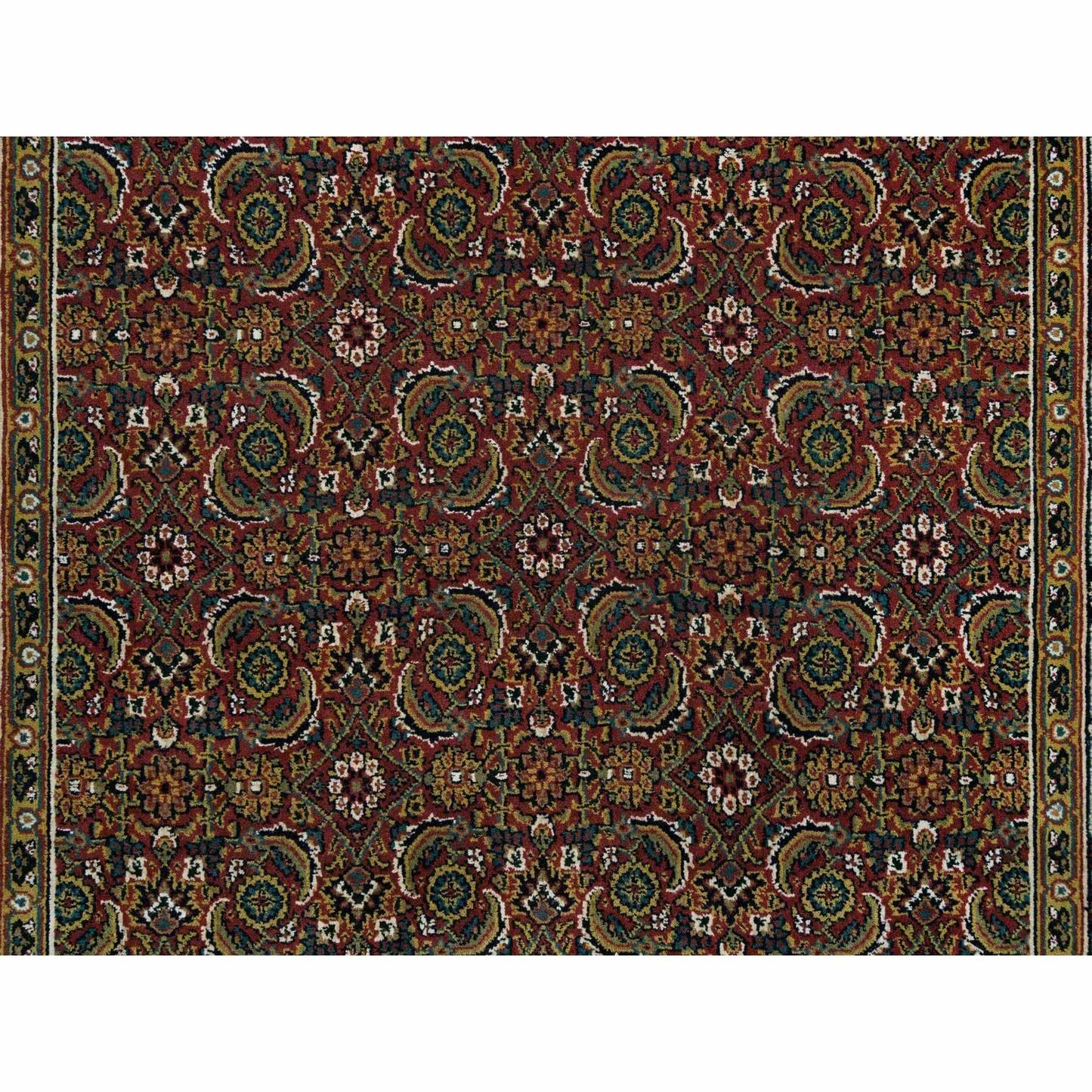 4'3"X6'2" Red Herrita Design, Hand Knotted, 250 Kpsi Wool/Silk Rug
