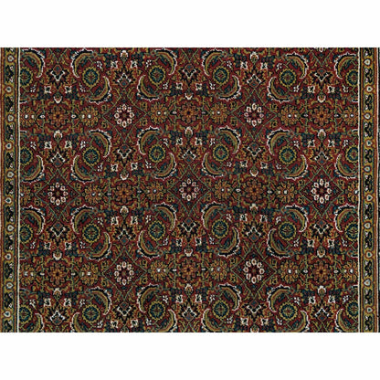 4'3"X6'2" Red Herrita Design, Hand Knotted, 250 Kpsi Wool/Silk Rug