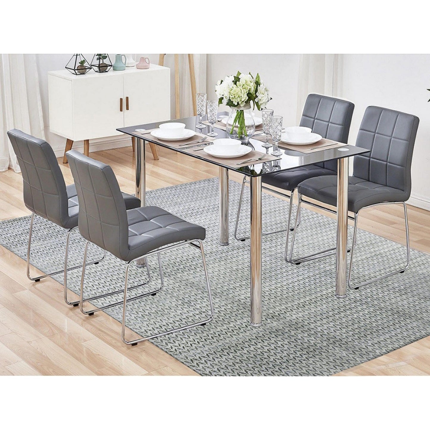 8'X10' Black Pure Raised Silk Hand Knotted Repetitive Pattern Wool Rug