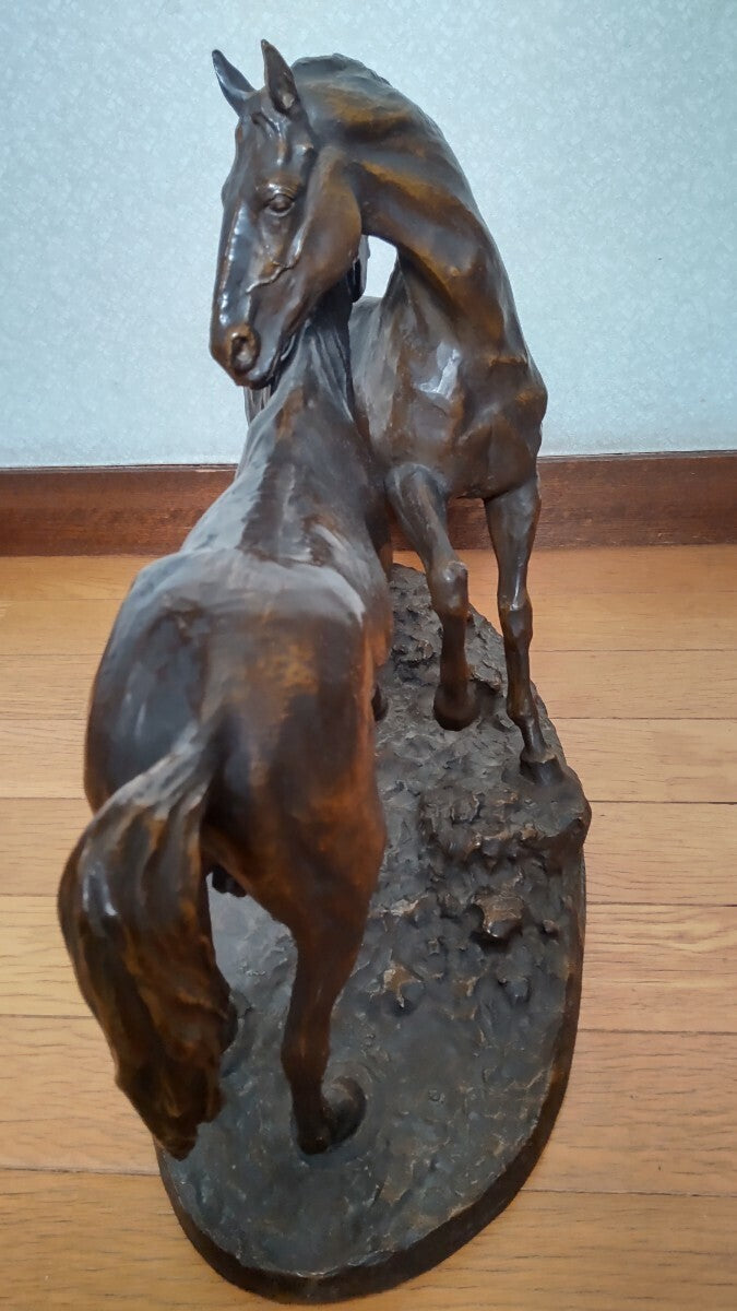 Pierre-Jules Mne "Deux Chevaux" Original Bronze Horse Sculpture 42Cm Signed