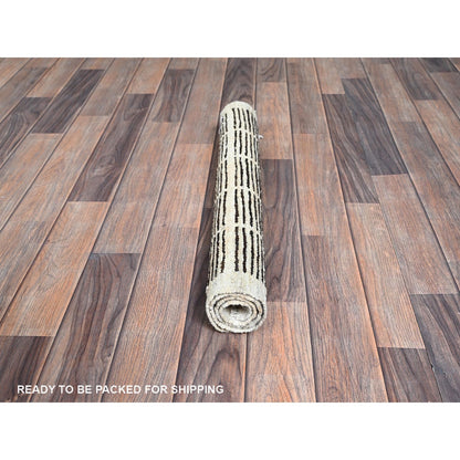 2'3"X2'8" Brown Moroccan Weave Grid Design Wool Hand Knotted Sample Rug