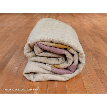 10'X13'2" Linen White Lori Buft Gabbeh Thick 100% Wool Hand Knotted Rug