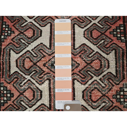 2'3"X9' Peach Vintage Zoroastrian Khamadan Hand Knotted Wool Runner Rug