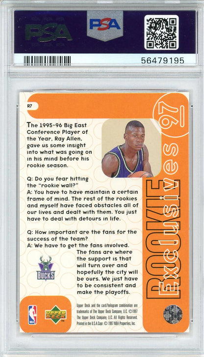Ray Allen 1996 Upper Deck Rookie Exclusives Card #R7 (Psa)