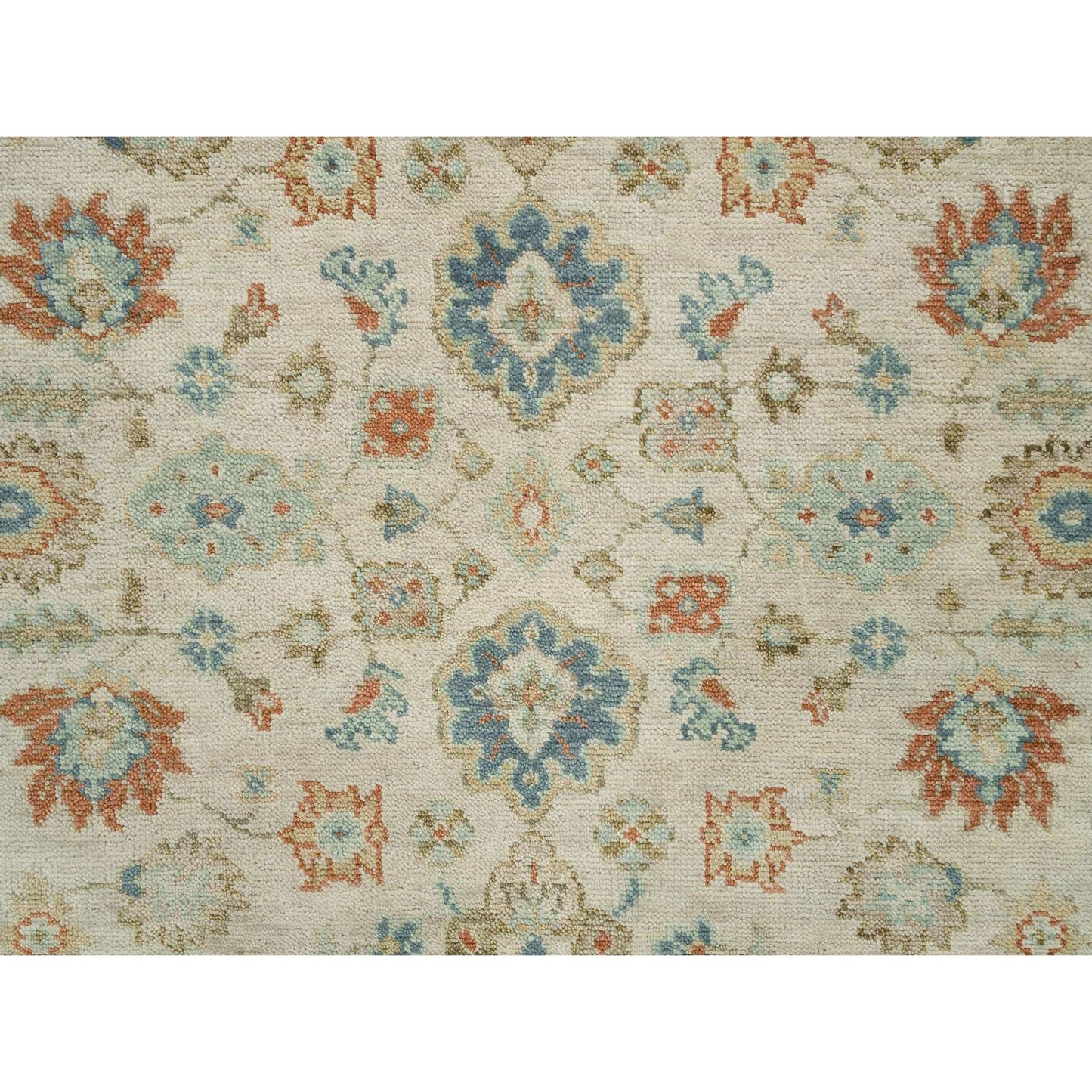 8'1"X10' Light Cream Oushak Design Pure Wool Hand Knotted Oriental Rug