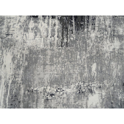 8'1"X8'1" Wool And Silk Ivory Abstract Design Hand Knotted Square Rug