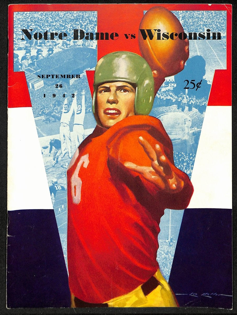1942 Wisconsin Vs Notre Dame Vintage College Football Game Program 195823