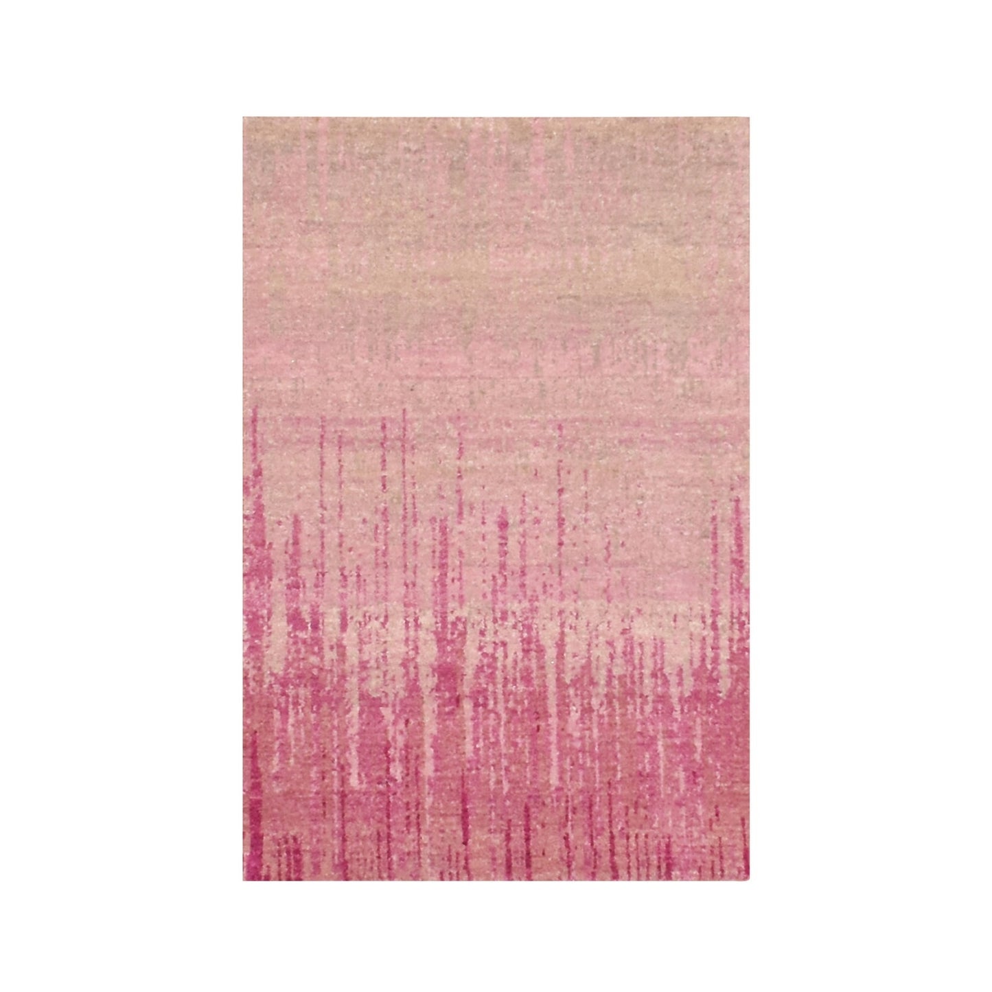 2'x3'2" Pink Vertical Ombre Design Natural Wool Hand Knotted Oriental Rug