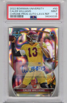 Caleb Williams 2022 Bowman University #50 Chrome Pros Auto Lava Refractor Psa 9